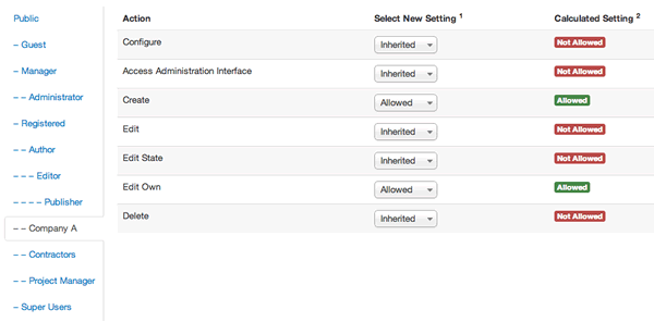 Joomproject - permissions - company permissions