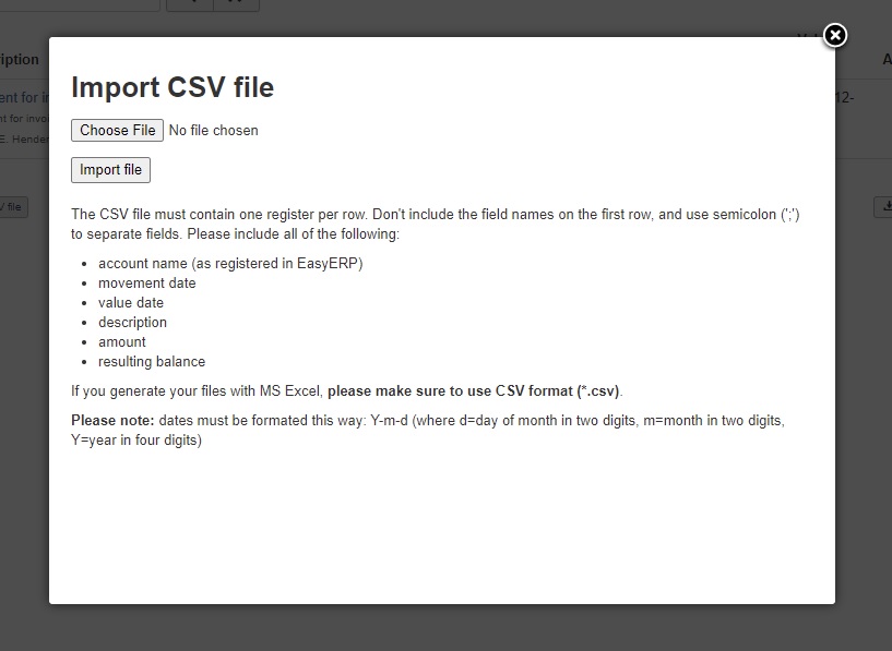 easy erp import bank mouvement