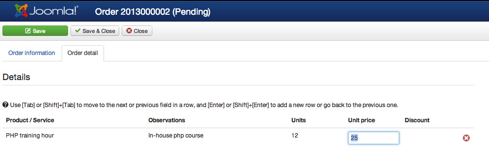 easyerp customers order details items 2