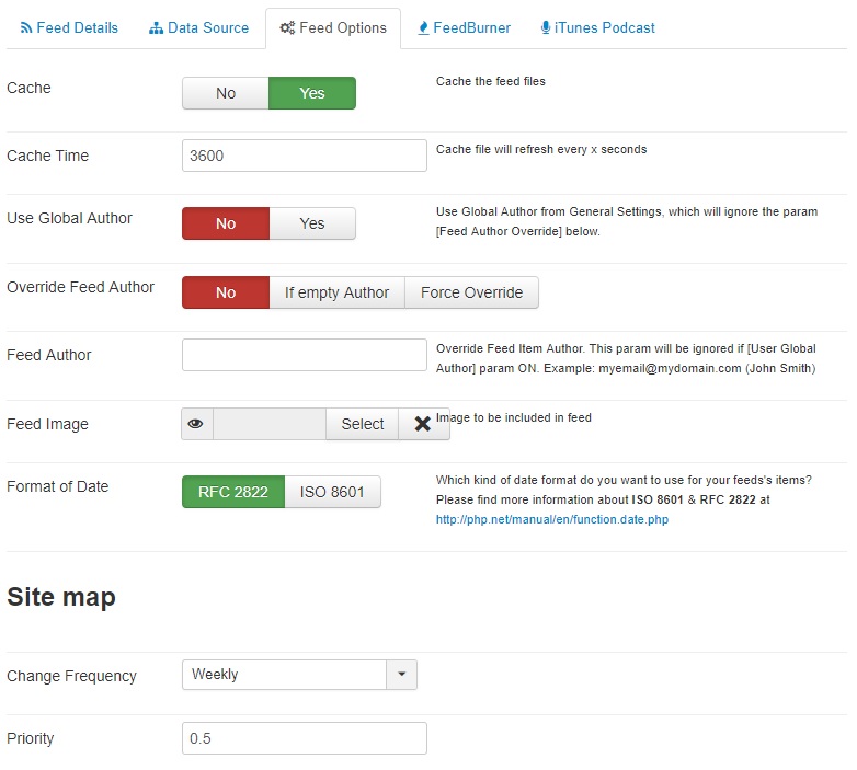 add new feed options joomrss