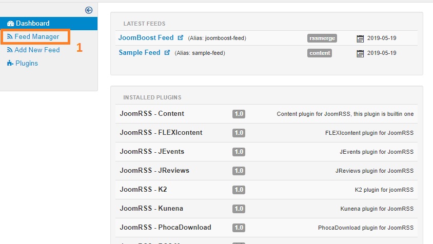 feed manager joomrss