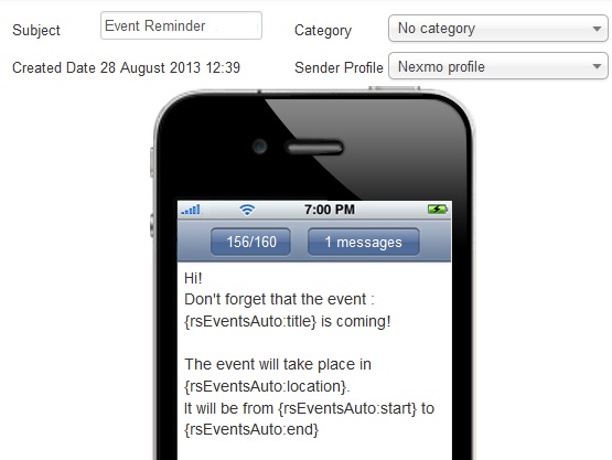 joomsms rsevent integration