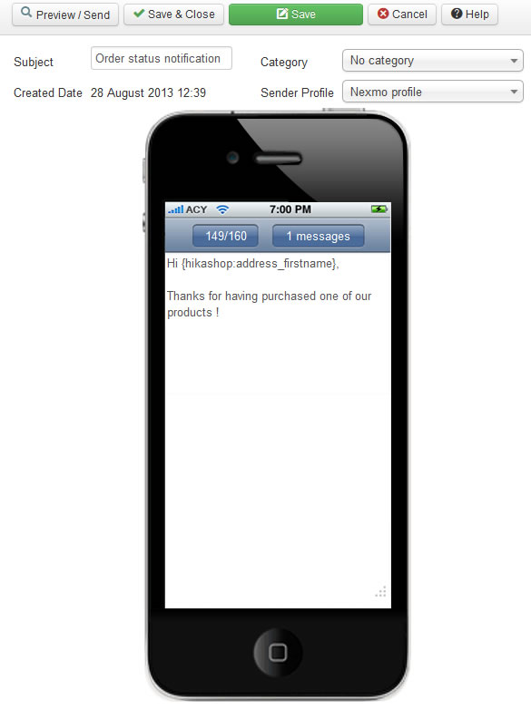 joomsms vm messagetags