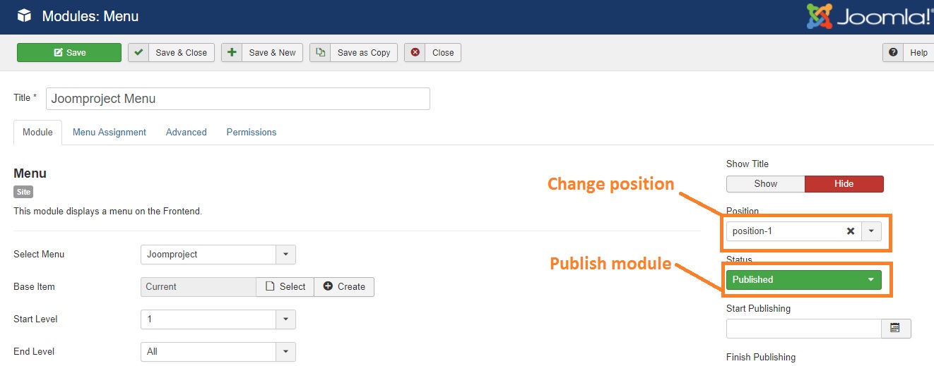 JoomProject Menu Module