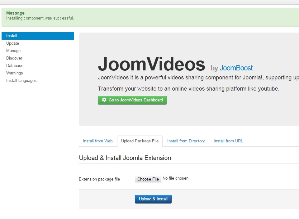 Installation success of Online Web Tools Component - Step 3
