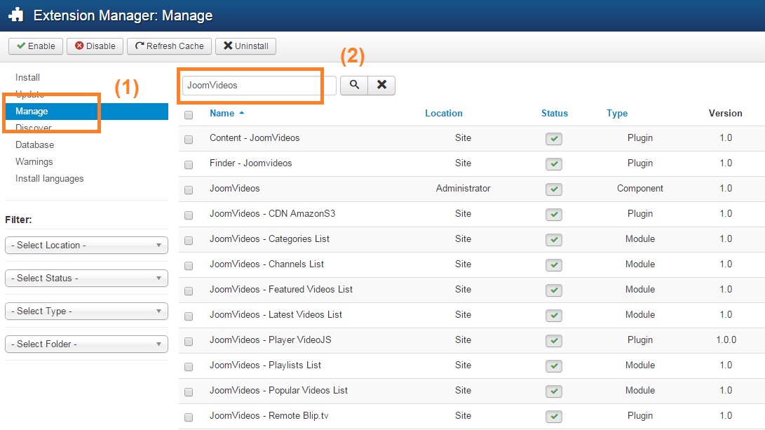 Uninstall JoomVideos