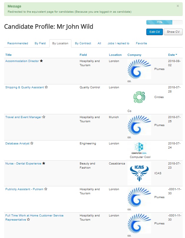 candidate dashboard