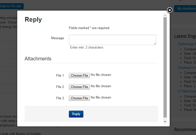 reply to a job