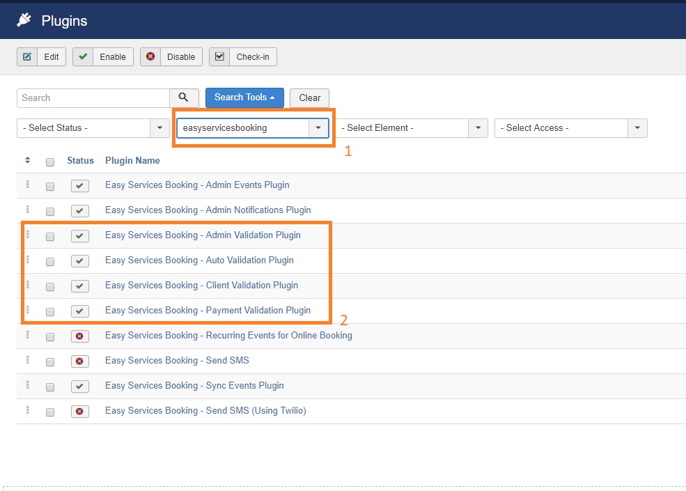 validation plugins of easy services booking