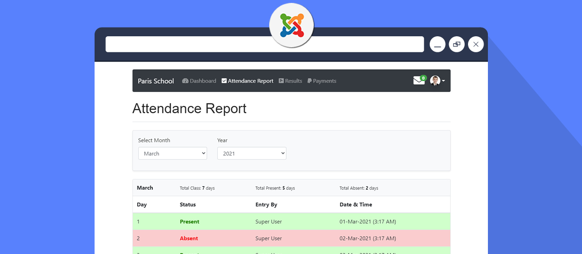 Frontend - Student Attendance Report