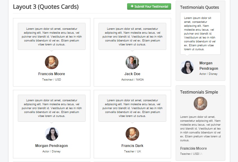 Quotes cards layout