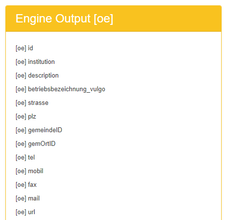 Engine outputs example