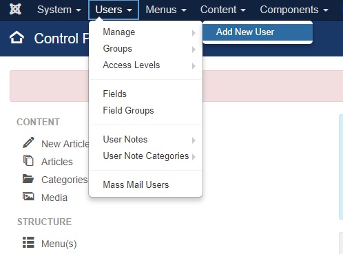 Add Joomla User