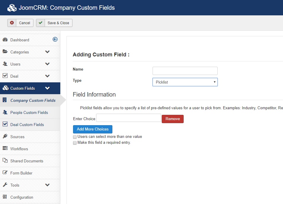Company Custom field