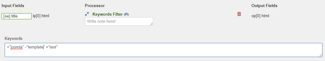 keywords filter processor for JoomGrabber