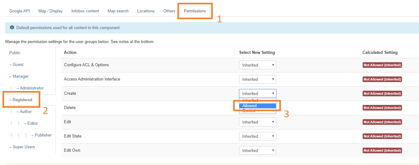 joommap allow registered users to submit