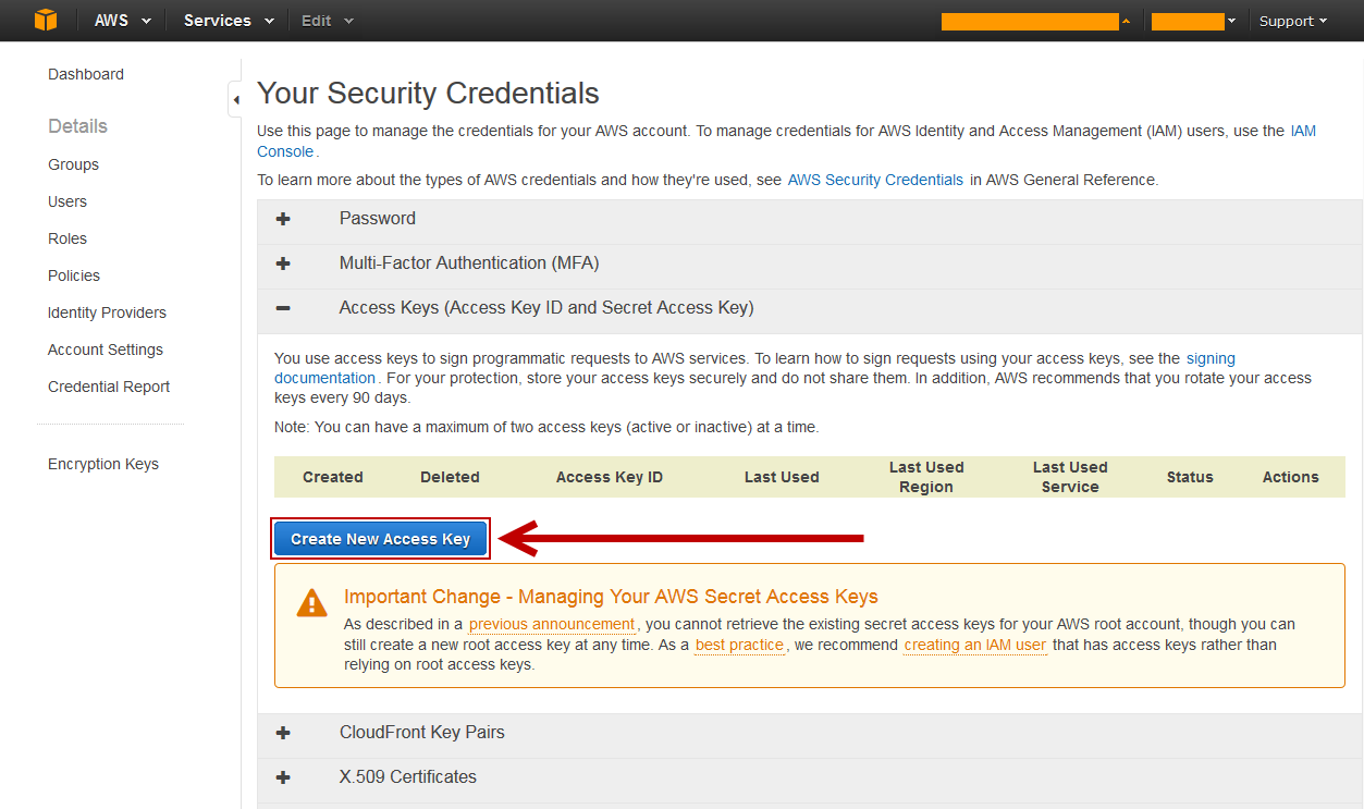 AWS keys generate joommedia