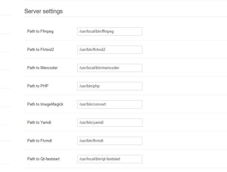 JoomMedia server settings