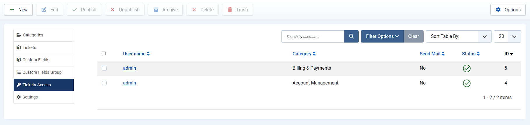 joomtickets manage tickets access
