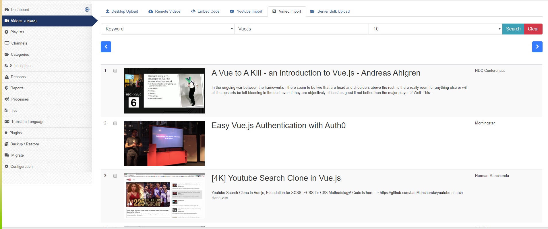 Enable vimeo import in JoomVideos 2